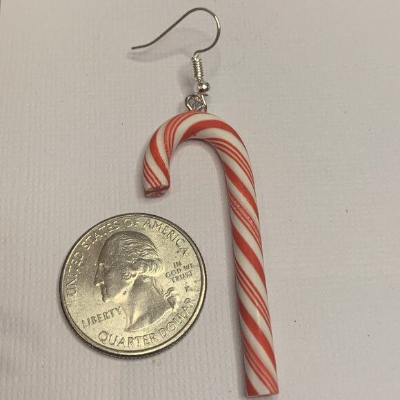 Candy Cane Earring, Funny Food Earring, Christmas Earring, Holiday Earring, Xmas - Picture 4 of 4
